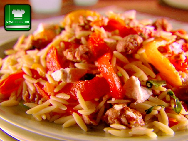 Рецепта за орзо (ризони) с домати и шунка на фурна