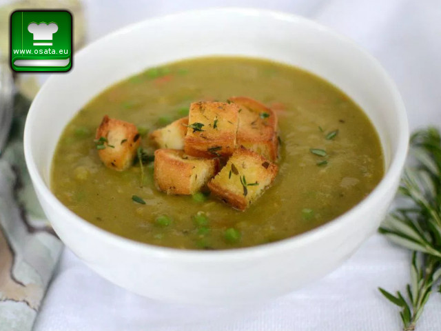 Рецепта за супа от грах с крутони